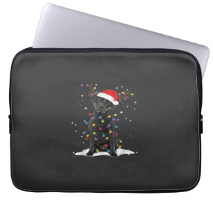 Black Labrador Xmas Dog Christmas Tree Light Class Laptop Sleeve