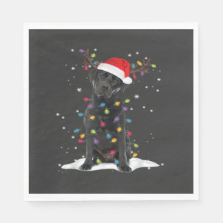 Black Labrador Xmas Dog Christmas Tree Light Class Napkins