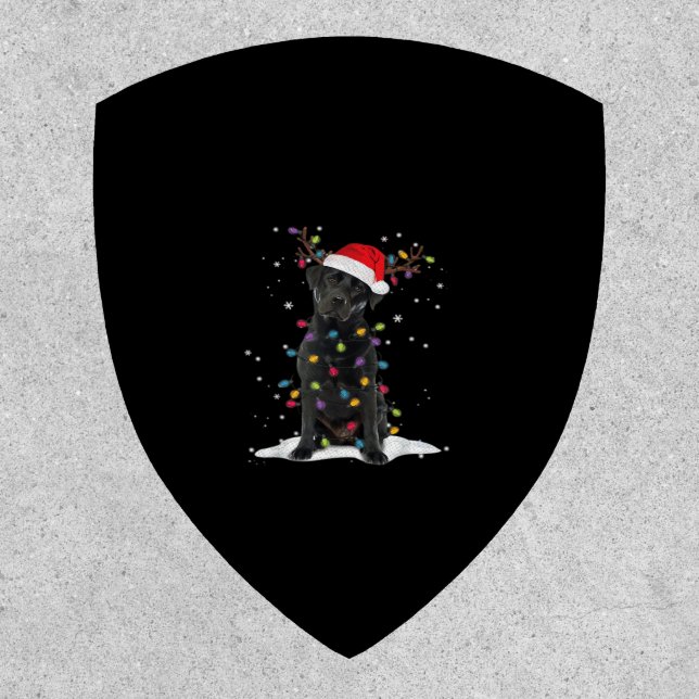 Black Labrador Xmas Dog Christmas Tree Light Class Patch (Front)