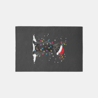 Black Labrador Xmas Dog Christmas Tree Light Class Rug