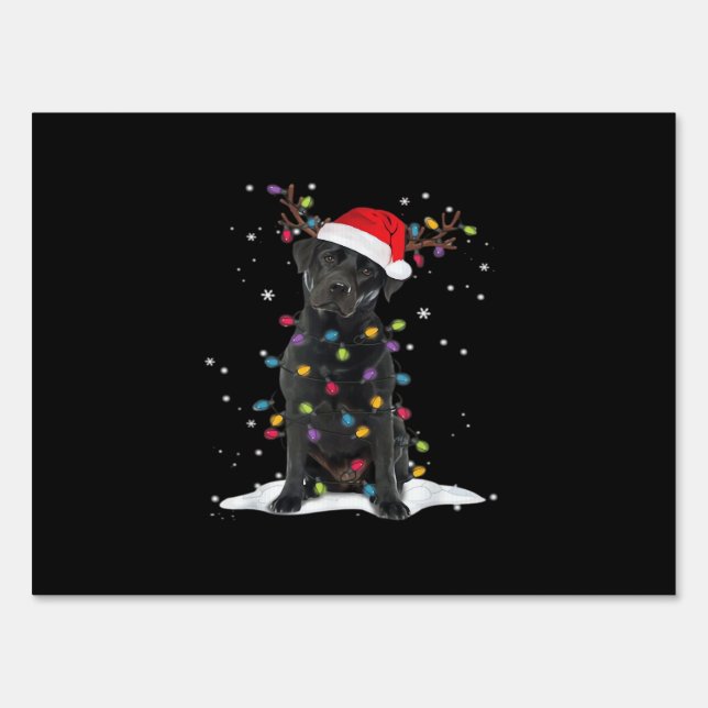 Black Labrador Xmas Dog Christmas Tree Light Class Sign (Front)