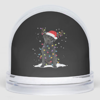 Black Labrador Xmas Dog Christmas Tree Light Class Snow Globe
