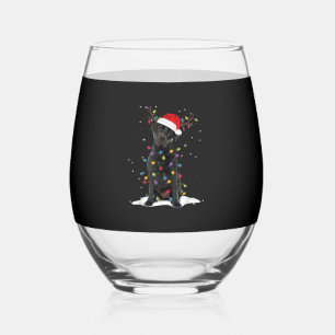 Black Labrador Xmas Dog Christmas Tree Light Class Stemless Wine Glass