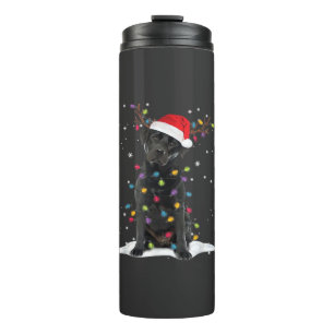 Black Labrador Xmas Dog Christmas Tree Light Class Thermal Tumbler