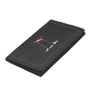 Black Labrador Xmas Dog Christmas Tree Light Class Tri-fold Wallet