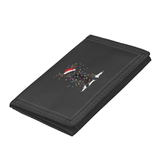 Black Labrador Xmas Dog Christmas Tree Light Class Trifold Wallet (Bottom)
