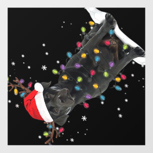 Black Labrador Xmas Dog Christmas Tree Light Class Wall Decal