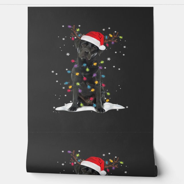 Black Labrador Xmas Dog Christmas Tree Light Class Wallpaper (Unrolling)
