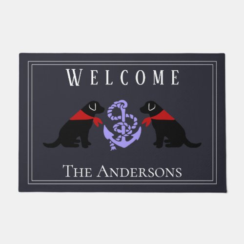 Black Labradors and Anchor Nautical Large Doormat