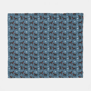 Black Labs Labrador Retriever Blue Pattern  Fleece Blanket