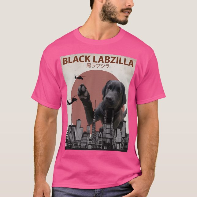 Black Labzilla - Giant Labrador Retriever Lab Dog  T-Shirt (Front)