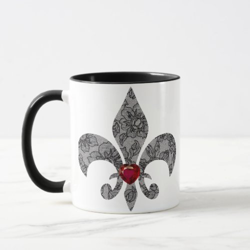 Black Lace 1 Fleur De Lis Mug