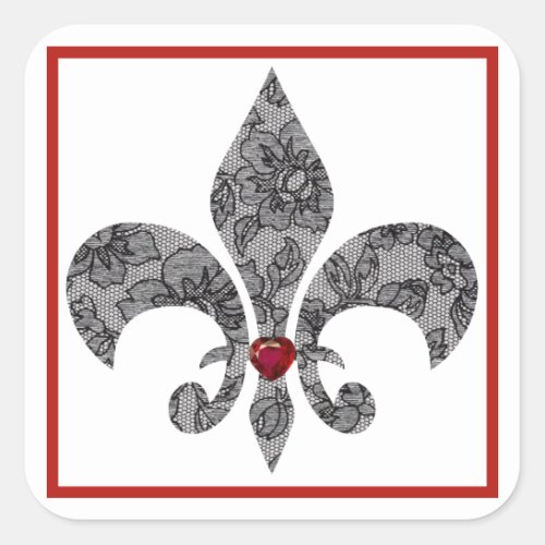 Black Lace 1 Fleur De Lis Sticker