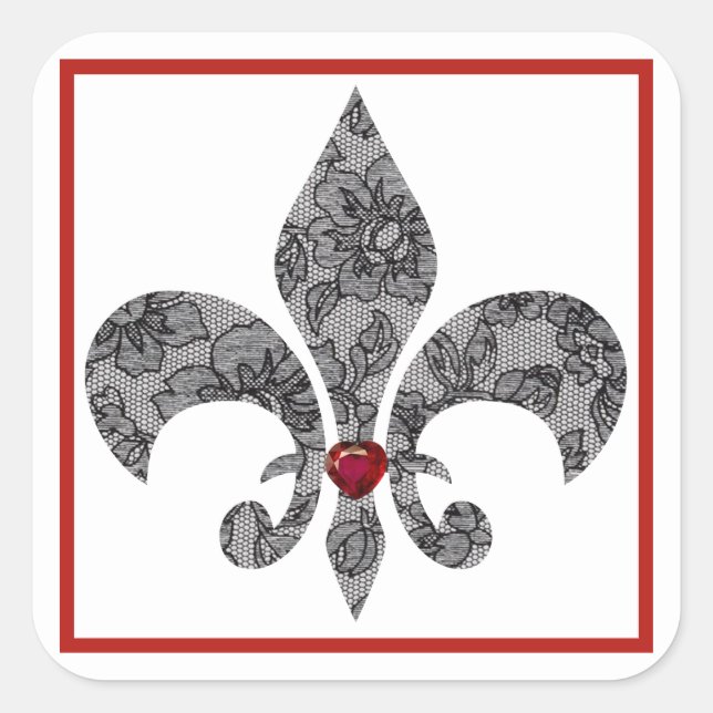 Black Lace 1 Fleur De Lis Sticker (Front)