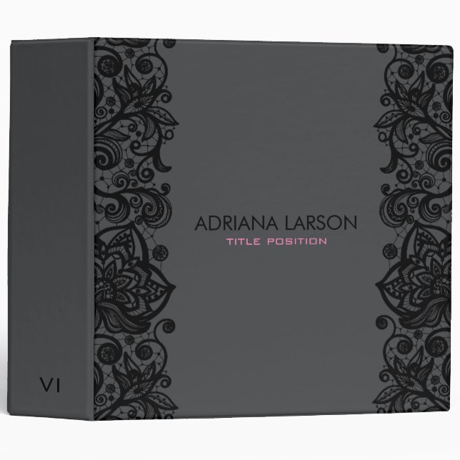 Black Lace 3 Ring Binder (Front/Spine)