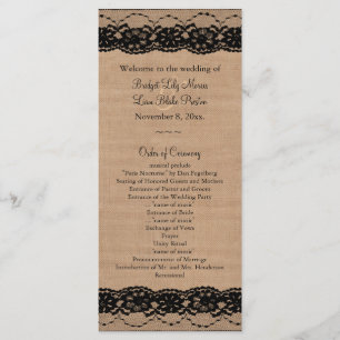 Black Lace and Burlap Wedding Program
