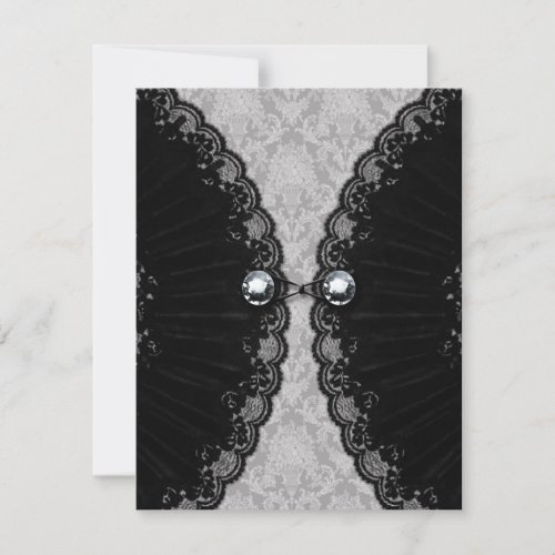 Black Lace and Diamond Look Goth Wedding Custom Invite