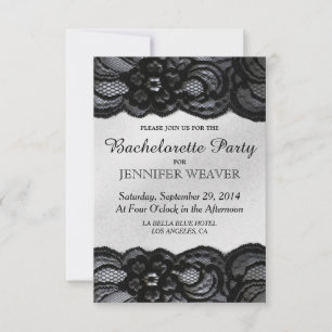 Black Lace and Satin Bachelorette Party Invitation