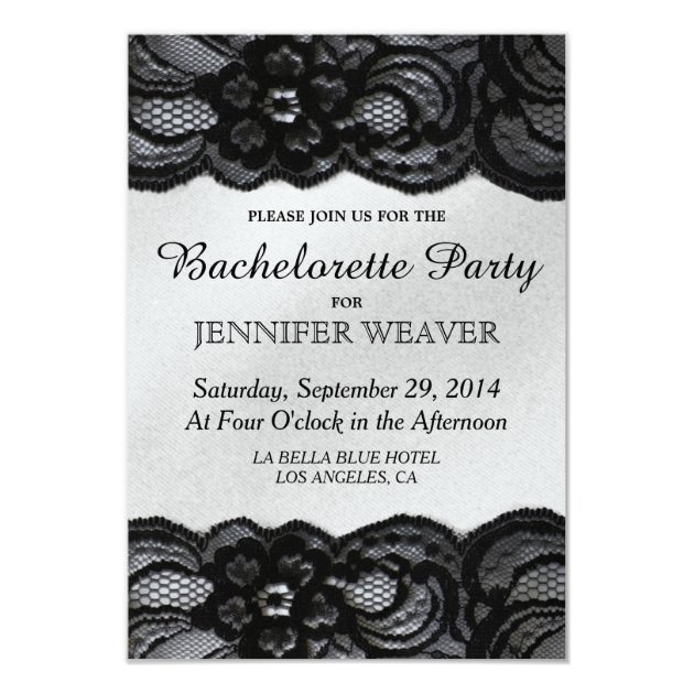 Black Lace And Satin Bachelorette Party Invitation
