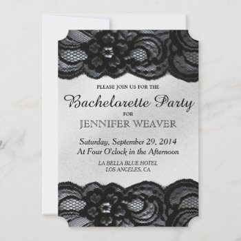 Black Lace And Satin Bachelorette Party Invitation by ChicPink at Zazzle