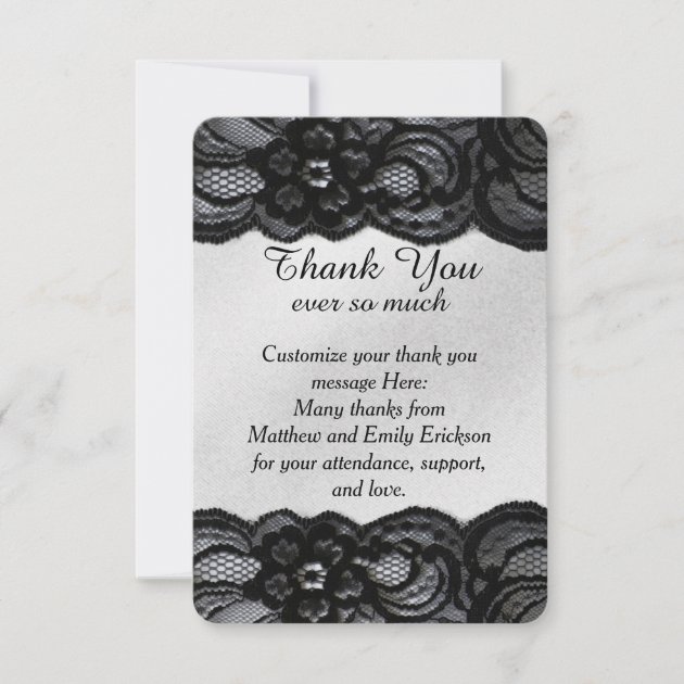 Black Lace And Satin Thank You Cards
