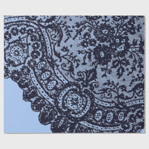 BLACK LACE AND TWILIGHT BLUE GIFT WRAPPING WRAPPING PAPER
