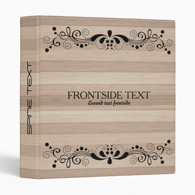 Black Lace Blond Wood Stripes Pattern Binder (Front/Spine)