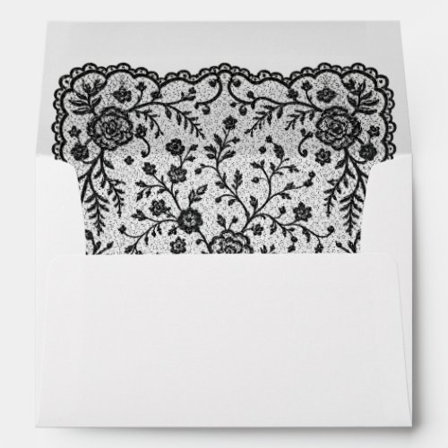 Black Lace Bridal Shower Invitation Envelope