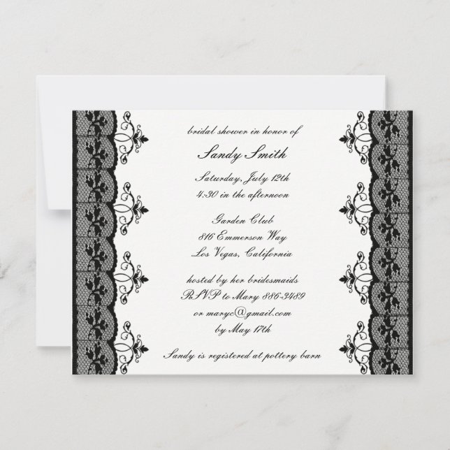 Black Lace Bridal Shower invitations (Front)