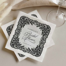 Black Lace Bridal Shower Paper Napkins