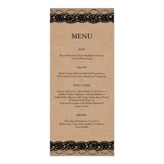 Black Lace & Burlap Menu Card