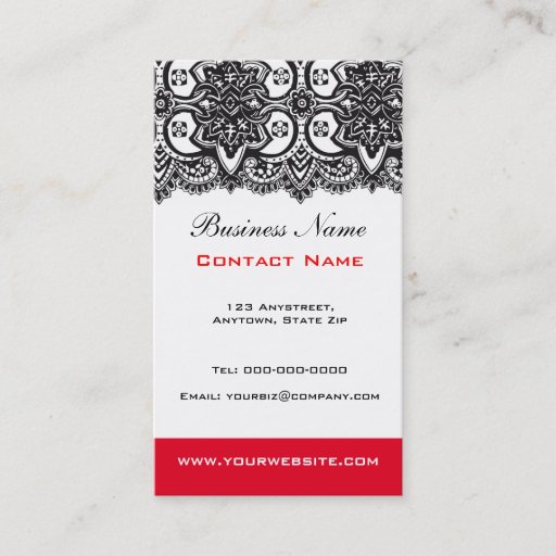 Customizable Black Lace Business Card