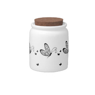 Black Lace Butterflies 1 Candy Jar