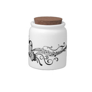 Black Lace Butterflies 6 Musical Candy Jar
