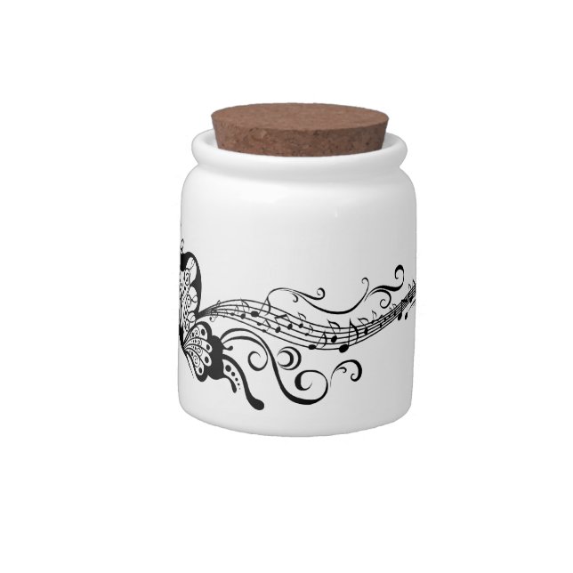 Black Lace Butterflies 6 Musical Candy Jar (Left)