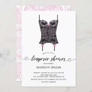 Black Lace Corset Bridal Lingerie Shower Invitation