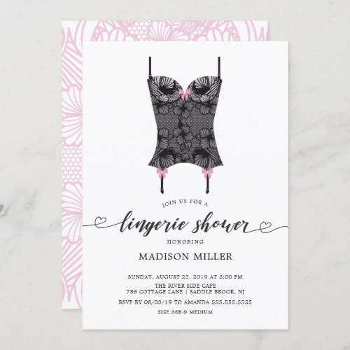 Black Lace Corset Bridal Lingerie Shower Invitation