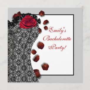 Black Lace Corset Red High Heel Bachelorette Party Invitation