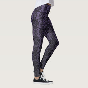 Black Lace Damask Pattern Leggings