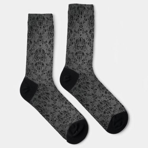 Black Lace Fashion Designer Texture Socks
