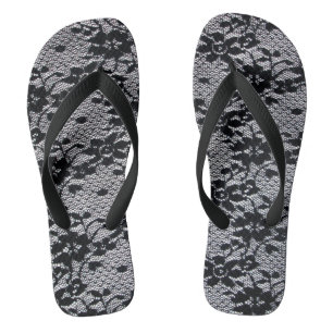 Black Lace Flip Flops