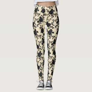 Black Lace Flowers Leggings