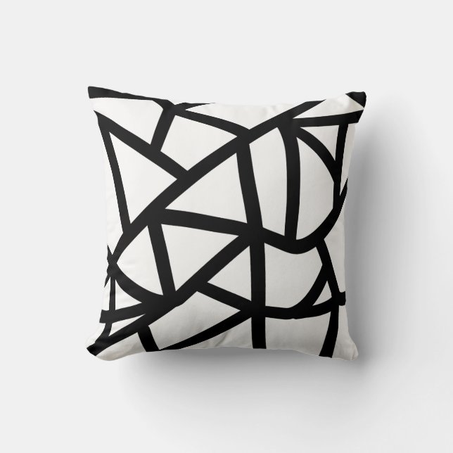 black lace geometric pattern throw pillow (Front)