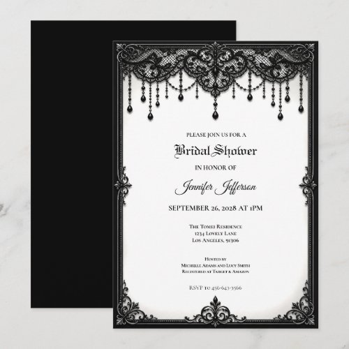 Black Lace Gothic Bridal Shower invitation
