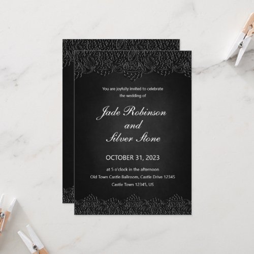 Black Lace Gothic Wedding Invitation Victorian Invitation