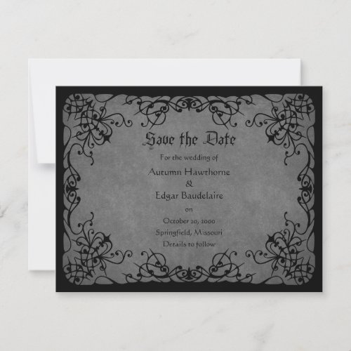 Black Lace Gothic Wedding Save The Date