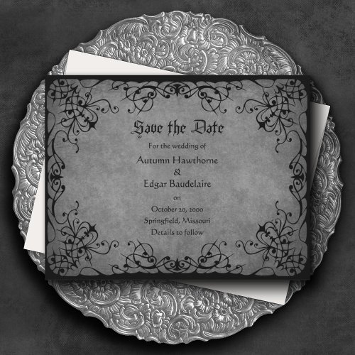 Black Lace Gothic Wedding Save The Date