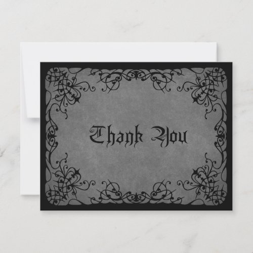 Black Lace Gothic Wedding Thank You Card