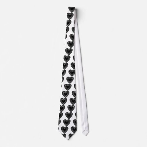 Black Lace Heart Neck Tie