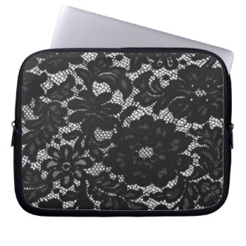 Black Lace Laptop Sleeve by Cardgallery at Zazzle